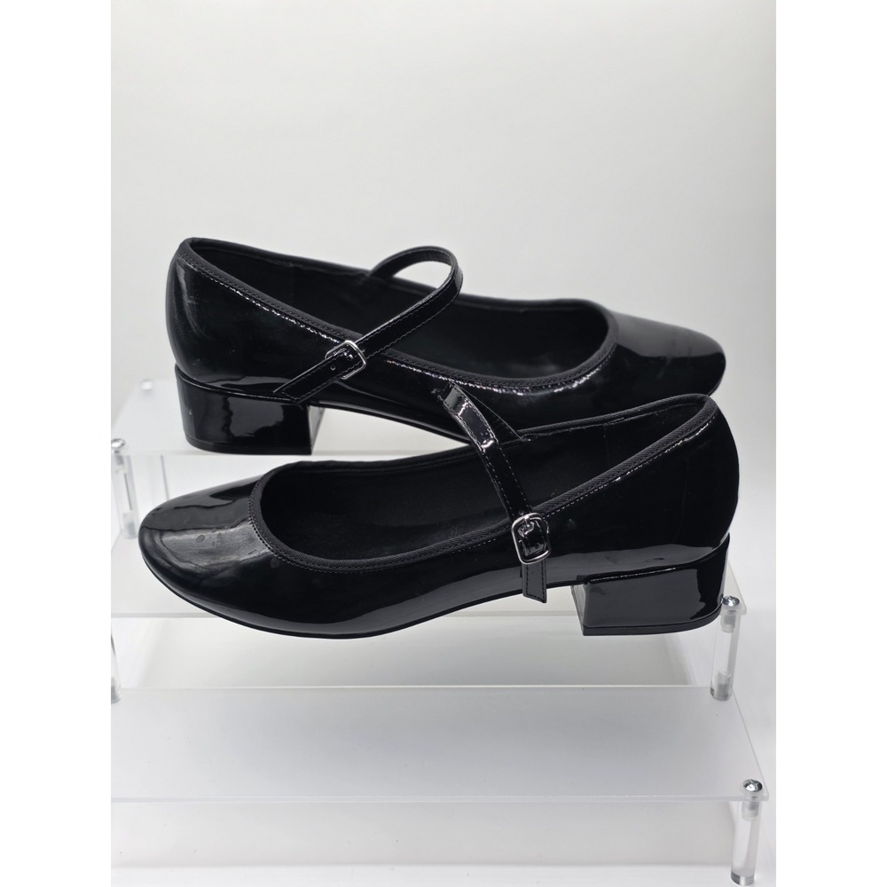 Madden Girl Size 9m Black Patent Mary Jane Low Block Heel Pumps